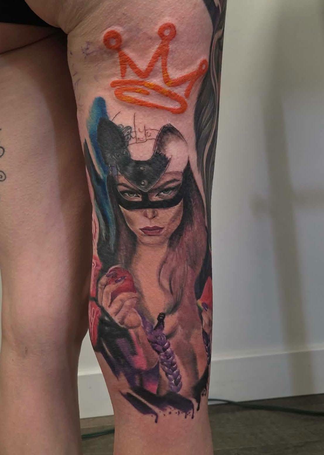Color realism portrait tattoo sleeve